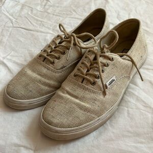 Multi color canvas Vans, slightly used, lace up, size 8